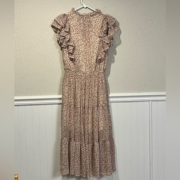 Entro cream floral print tiered midi dress size small - Picture 5 of 14